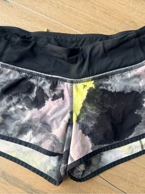 lululemon athletica Tie-Dye Black Shorts with Yellow Accent
